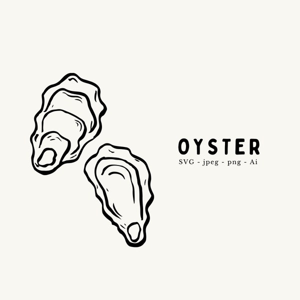 Hand drawn oyster shells illustration - digital download.