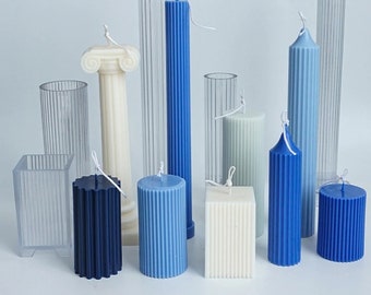 Silicone Stripe Pillar Candle Mould - pillar wax - soy pillar blend wax - beeswax - tart melt wax