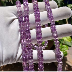Amethyst Rondelle Beads: 6-8MM Purple Gemstone Strand - 15 Inches