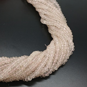 AAA+ Faceted Rose Quartz Beads: Small Round Pink Gemstone (3.5x4.5mm)