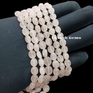 Rose Quartz Oval Beads: Smooth Pink Gemstone, 6-7mm x 7-9mm