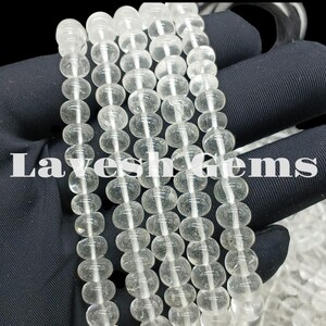 Natural Crystal Quartz Rondelle Beads: Smooth White Gemstone Beads (5-9MM)
