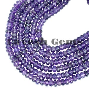 Faceted Amethyst Beads: 7-8MM Purple Rondelle Gemstone Beads