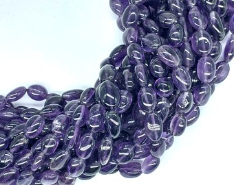 AAA Amethyst Oval Gemstone Beads: 10-14mm Natural Purple Beads
