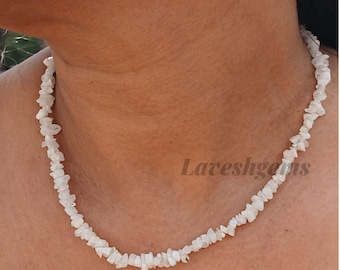 Moonstone Chips Necklace 16 Inches | Irregular Raw Moonstone Chip Beads Strand | Natural Moonstone Chips Jewelry | Gift for Her
