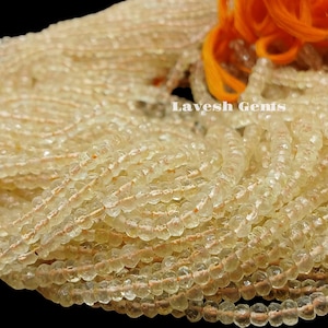 Faceted Citrine Beads: Small Round Yellow Gemstone (3.5MM - 4.5MM)