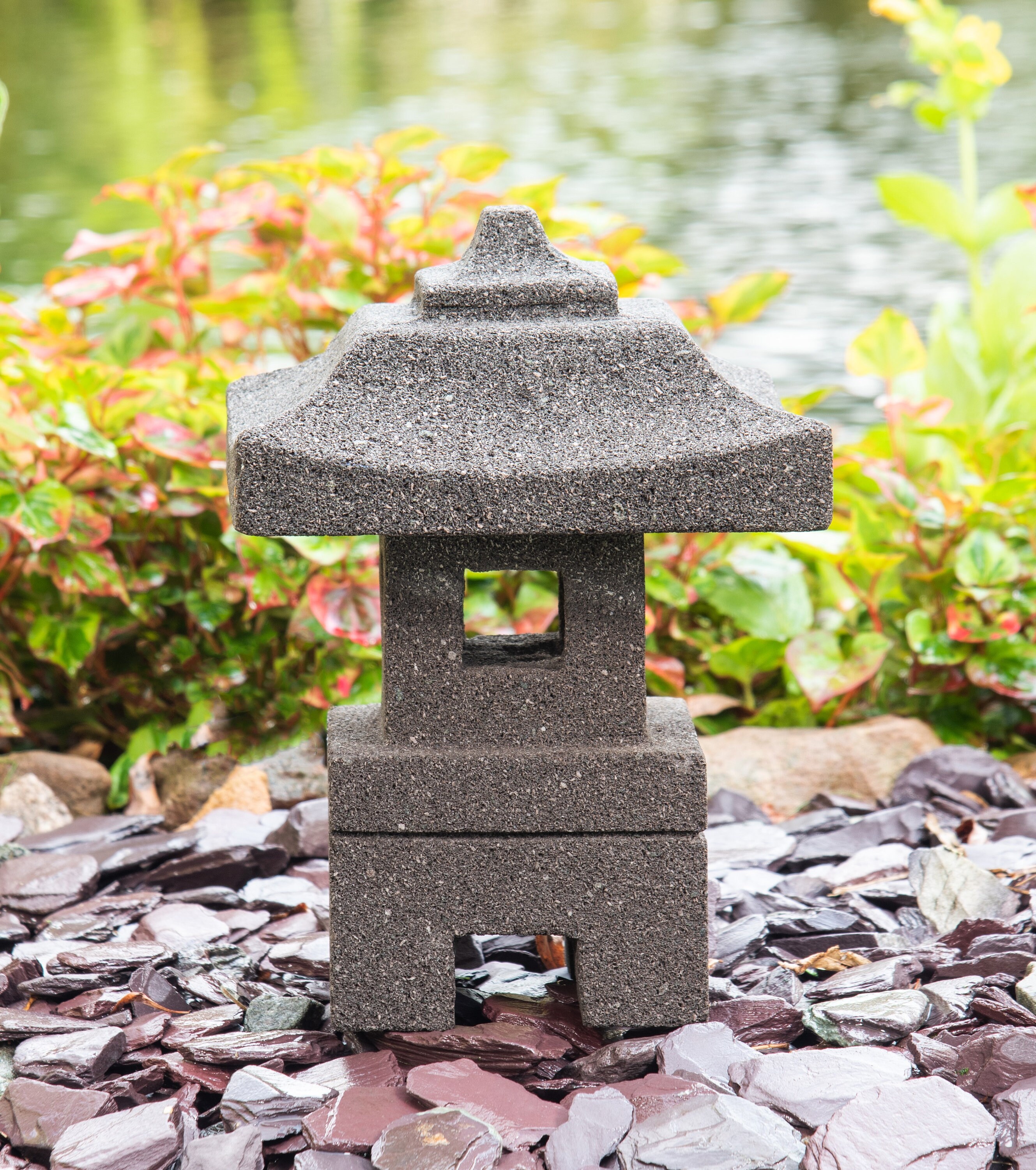Oki-Gata Japanische Steinlaterne – 37 Cm Hoch, 10 Kg, Frostsicher Aus Steinguss Für Garten