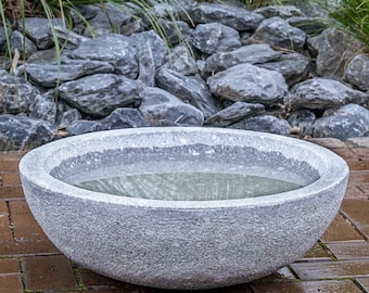 Granit-Skulptur Wasserbecken | Wasserschale aus Granit handgefertigt |Stilvolle Garten-Dekoration |Hochwertiges Kunsthandwerk