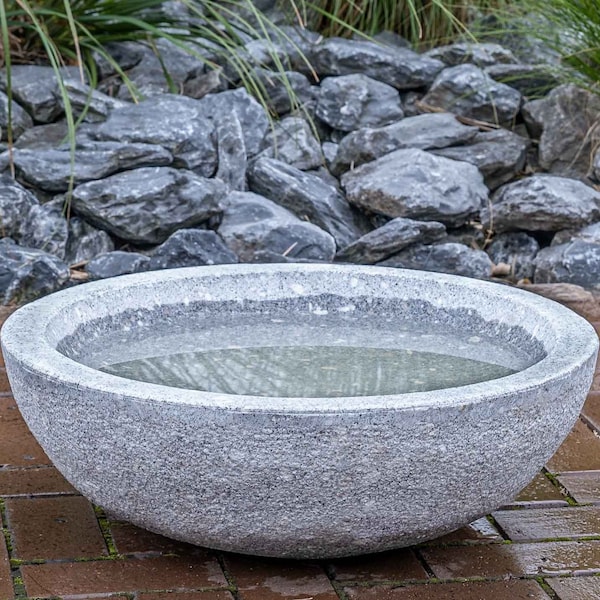 Granit-Skulptur Wasserbecken | Wasserschale aus Granit handgefertigt |Stilvolle Garten-Dekoration |Hochwertiges Kunsthandwerk