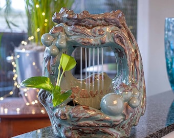 Keramische binnenfontein | Waterornament voor een beter binnenklimaat | Compleet met pomp | Aziatische stijl