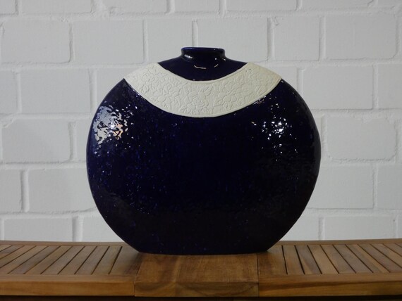 Keramik Vase | 40cm hoch, 48 cm breit, 11 cm tief, Blumenvase, Handbearbeitet, moderne, schöne Deko fürs Zuhause