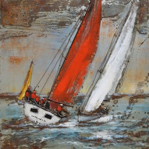 IDYL Metall-Bild mit 3D-Effekt / Regatta Boote