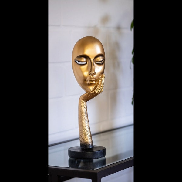 Moderne Skulptur Figur Resin "Gesicht" | Material: Polyresin ( Kunststein) | Dekoration für den Wohnbereich