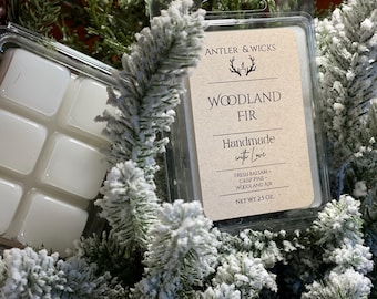Woodland Fir Wax Tart | Fresh Pine & Evergreen Scent | Hand Poured Rustic Farmhouse Wax Melt