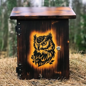 Locked wooden mailbox
