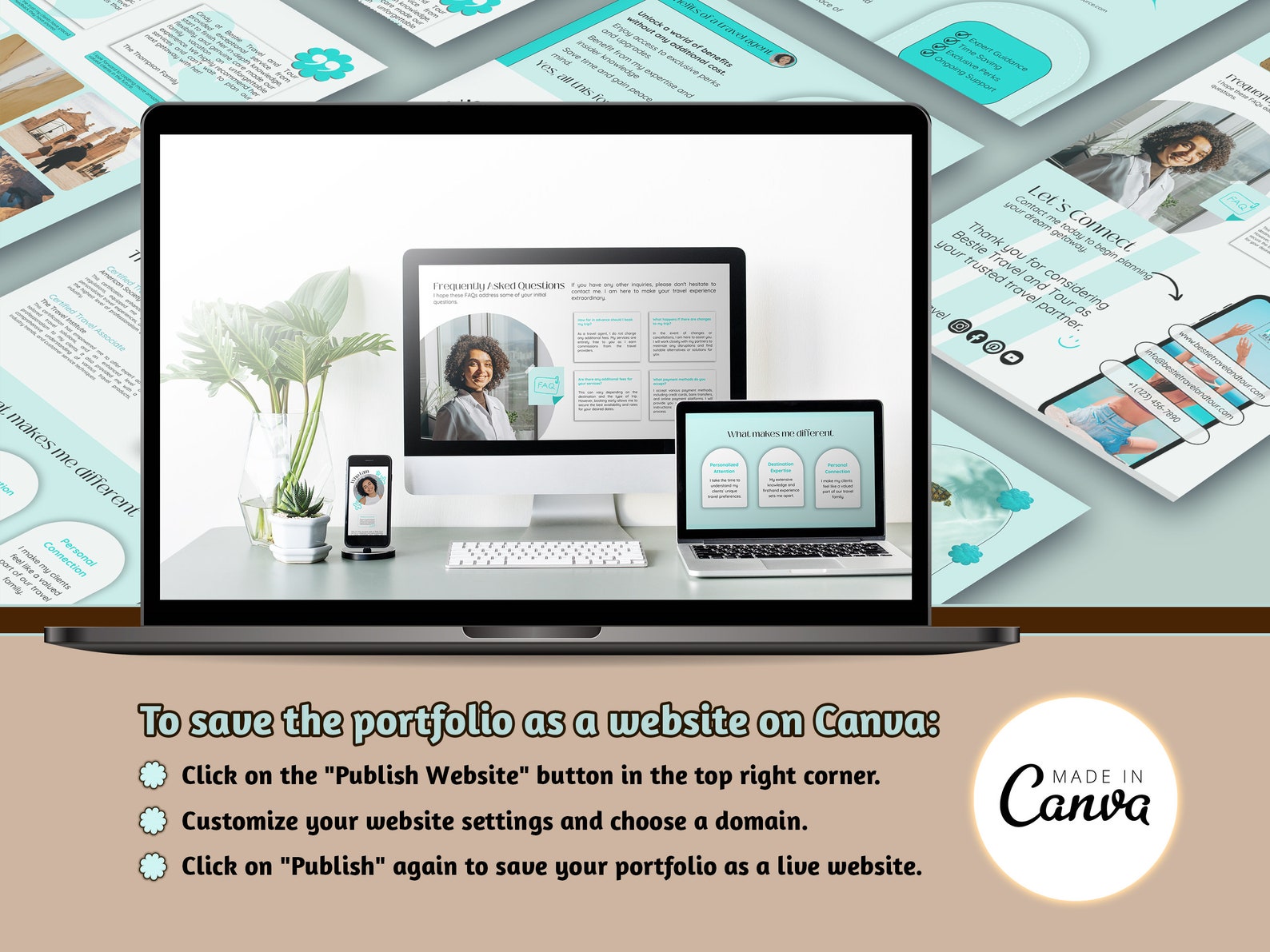 TRAVEL AGENT PORTFOLIO Canva Template Canva Website Landing Page
