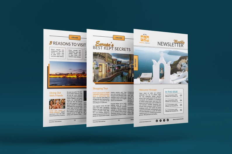 12 PAGES NEWSLETTER TEMPLATE | A4 | Mix-and-match | Travel Agent ...