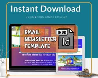 EMAIL NEWSLETTER TEMPLATE  | 600x1800px | Fully Editable in Adobe InDesign | Essential for Travel Agents