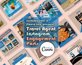 INSTAGRAM ENGAGEMENT POSTS for Travel Agents | Travel Marketing | Canva Template | Lead Generation | Social Media Posts | Increase Followers