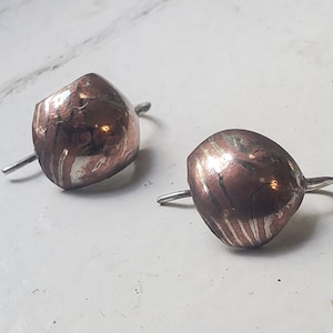 Domed Mokume Gane Earrings Pair