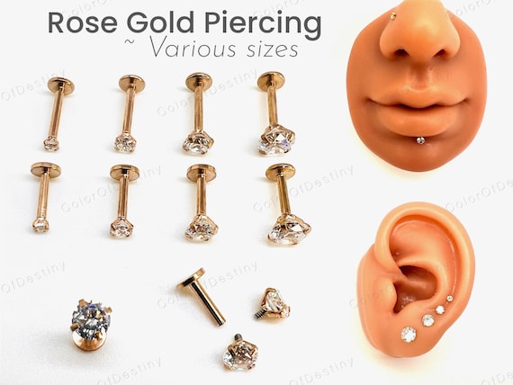 Pink, Blue & Lilac Gem Labret Stud Helix Earring In 9ct Gold - Foto 5