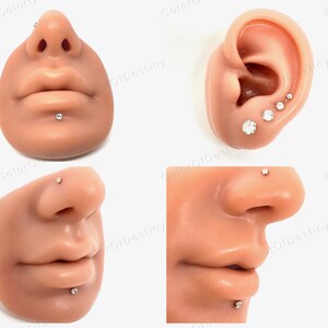 Cartilage Earrings Gold Stud Clear Gem Flat Disc Back Tragus Nose Helix Labret Piercing Screw On Internally Threaded Dahlia Rook Lobe Snug image 2