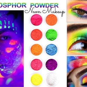 Neon Phosphor Makeup Fluorescence Dust Powder Rainbow Vivid Eyeshadow Face Body Shining Colours Shifting Painting Loose Pigment Ombre Nails