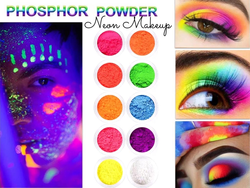 Neon powder pigment makeup for festivals raves bright glow in the