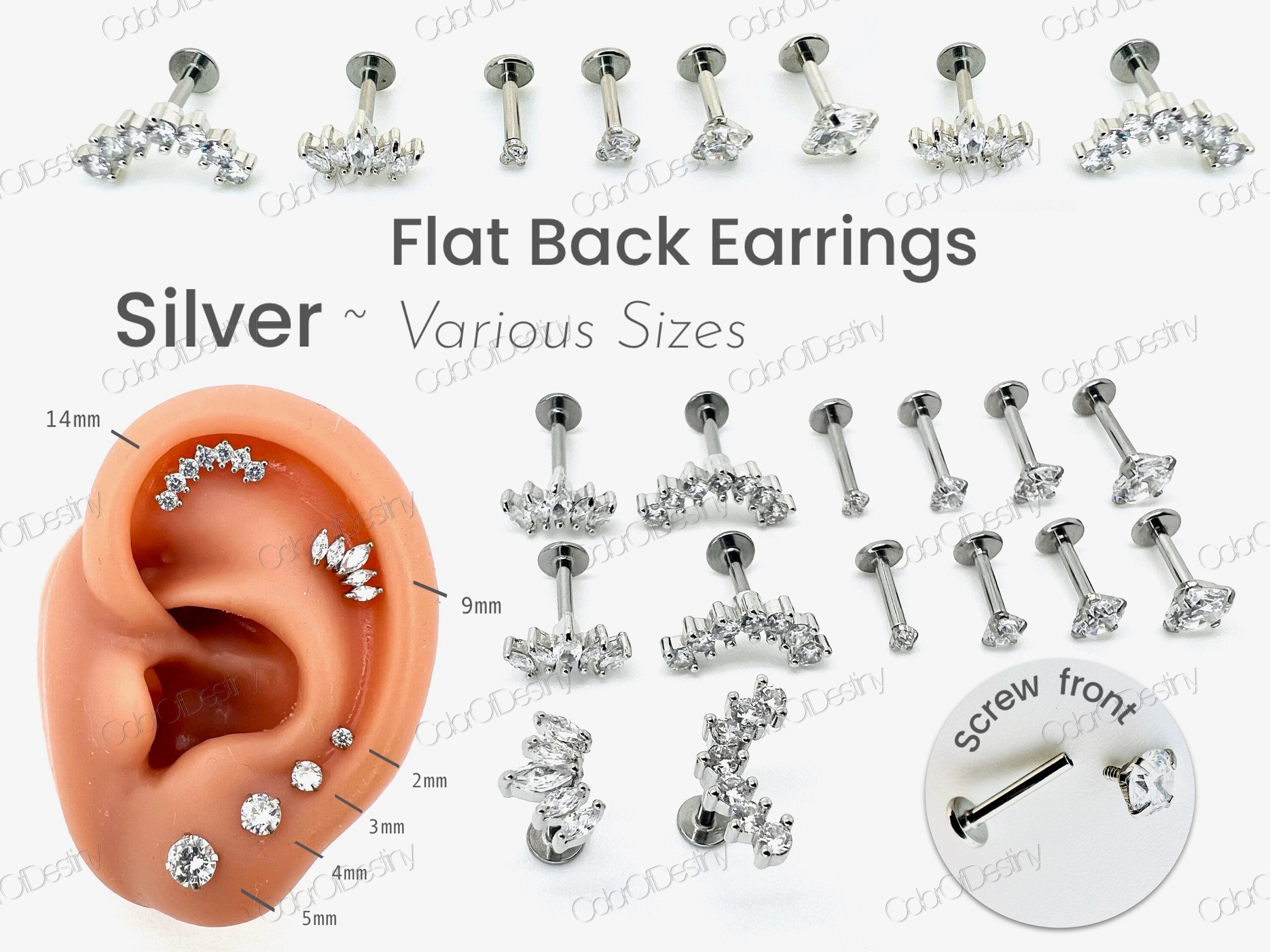 Starter stud earrings with shop flat backs