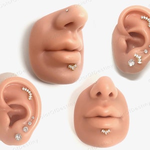 Cartilage Earrings Gold Stud Clear Gem 6mm 8mm Flat Disc Back Tragus Nose Helix Labret Piercing Screw On Medusa Stainless Steel Snug 16G image 3