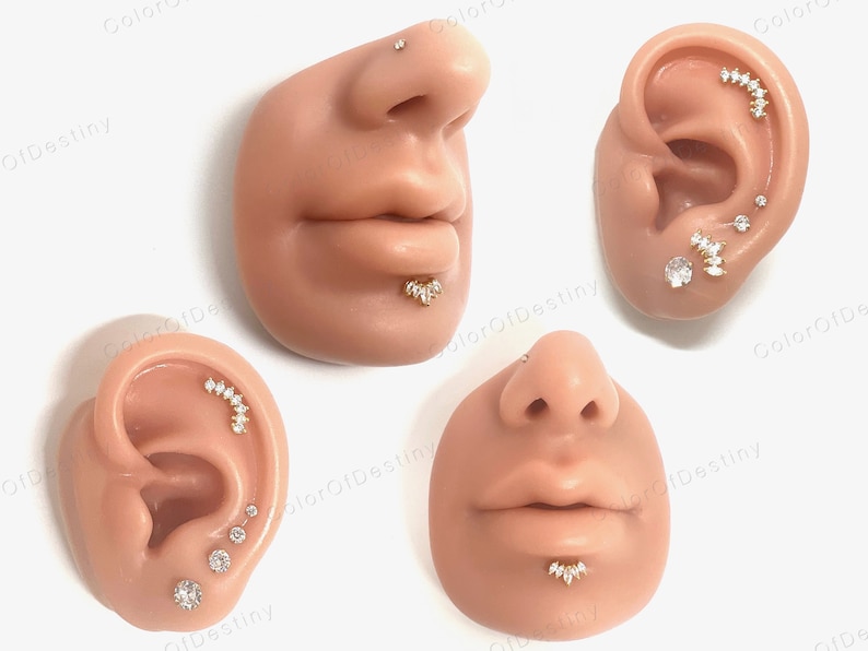 Cartilage Earrings Gold Stud Clear Gem 6mm 8mm Flat Disc Back Tragus Nose Helix Labret Piercing Screw On Medusa Stainless Steel Snug 16G image 3