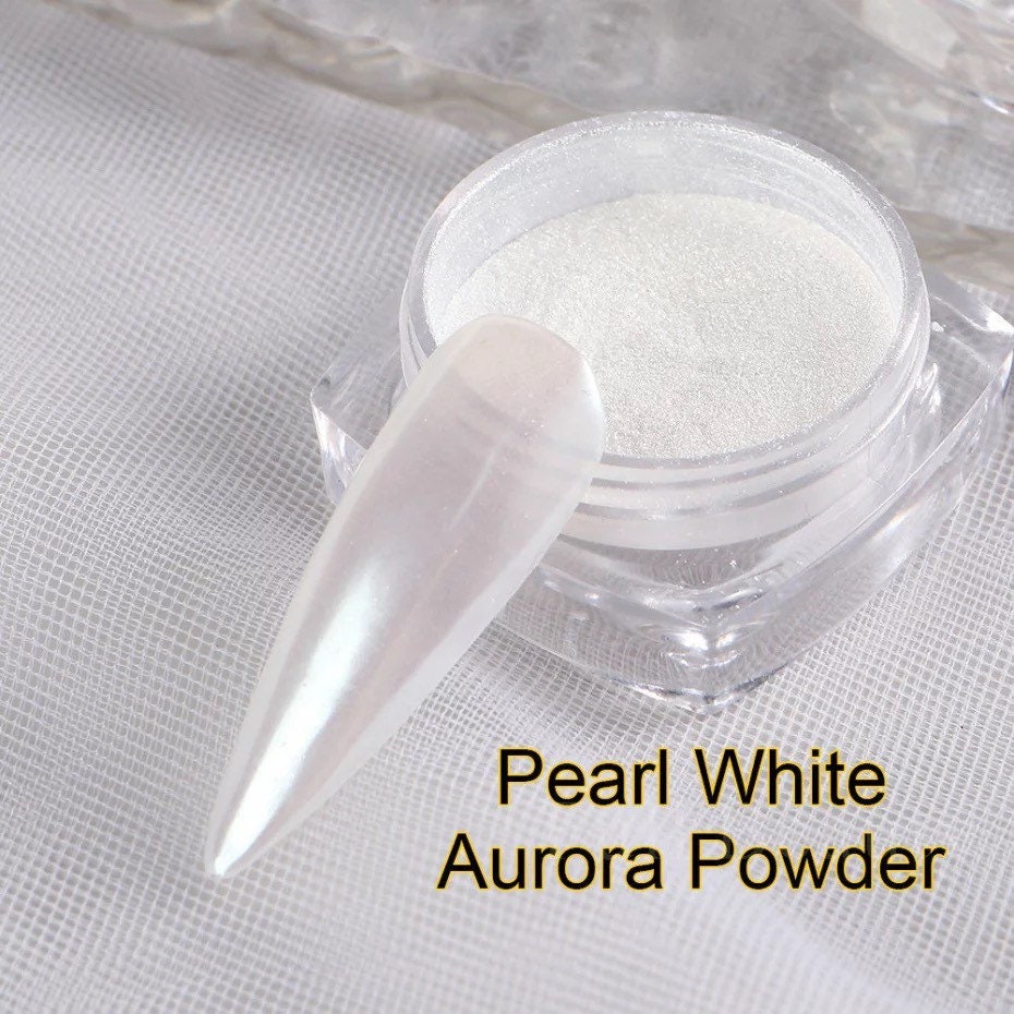 White Pearl Nail Mirror Pearlescent Chrome Powder Sheer Glazed