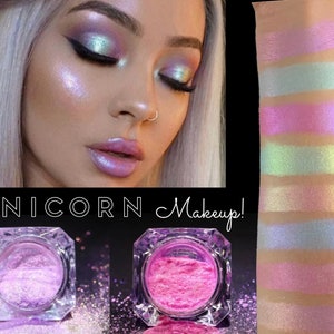 Aurora Unicorn Pigment  Eyeshadow Face Body Makeup Shining Rainbow Multichrome Colour Shifting Chameleon Multi Chrome Loose Color Powder