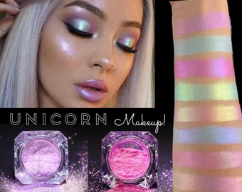 Aurora Unicorn Pigment Eyeshadow Face Body Makeup Shining Rainbow Multichrome Color Shifting Chameleon Multi Chrome Loose Color Powder