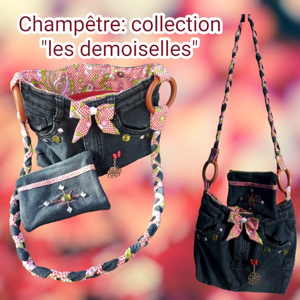 Sac à main en jeans recyclé Champêtres (les demoiselles) upcycling création