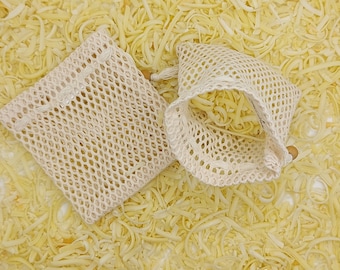 Net for anti-waste soap, pocket for soap and organic cotton soap drop