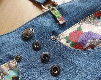 Sac à main jeans upcycling création unique candélabre pièces de créateur