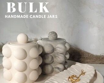 Wholesale Concrete Jar with lid , Large candle jar , Bubble Jar , Concrete Candle Jar , Pot jar with lid