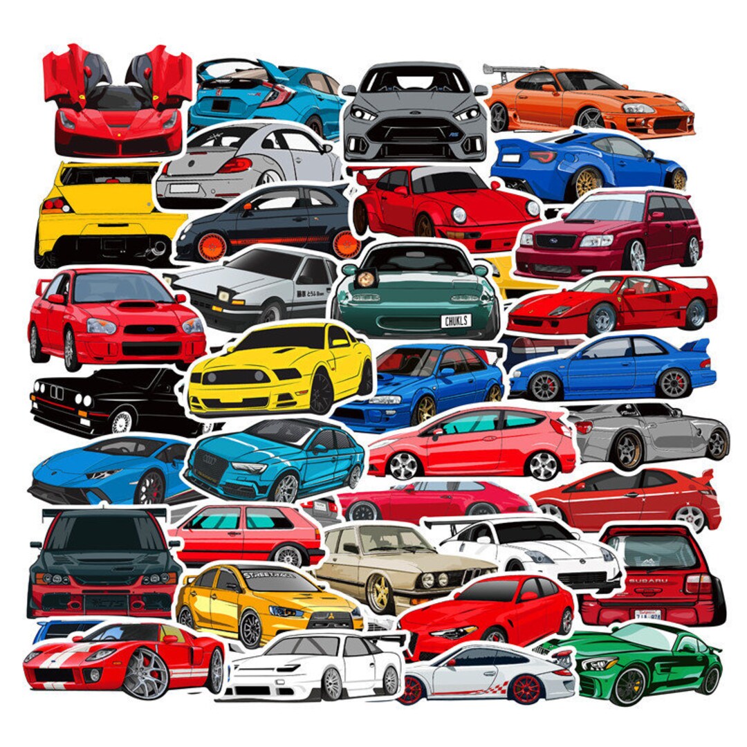 Street Racing Car Sticker Pack 100x Stylized Performance - Etsy