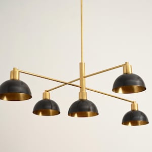 5 Light Art Deco Style Raw Brass Chandelier Light Fixture