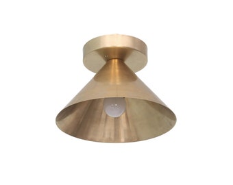 1 Light Shade Ceiling Flushmount light Mid Century Modern Raw Brass Sputnik chandelier light Fixture.