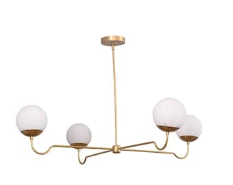 4 Light Curved Globe Mid Century Brass Sputnik chandelier light Fixture