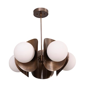 5 Light Globe Art Deco Messing Sputnik Kronleuchter Leuchte