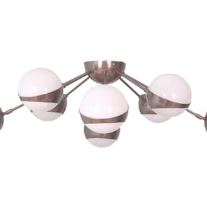 8 Light Cut Shade Globe Mid Century Brass Sputnik chandelier light Fixture