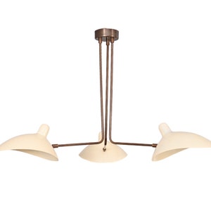3 Light Shade Style Raw Brass Chandelier Light Fixture