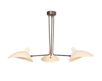 3 Light Shade Style Raw Brass Chandelier Light Fixture