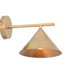 1 Light Cone  Handmade Vintage Wall Mid Century Modern Raw Brass Sputnik chandelier light Fixture