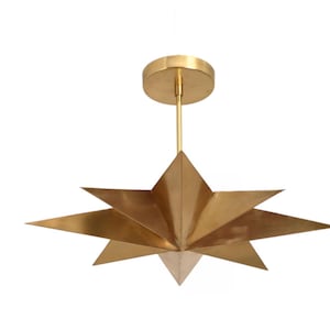 4 Light Star Raw Brass Chandelier Light Fixture