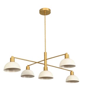 5 Light Art Deco Style Raw Brass Chandelier Light Fixture