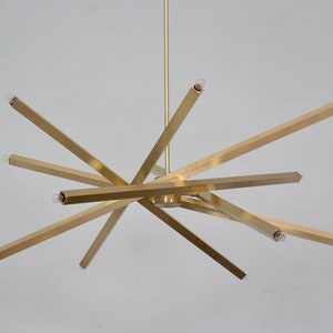 12 Light Spiral Mid Century Brass Sputnik chandelier light Fixture